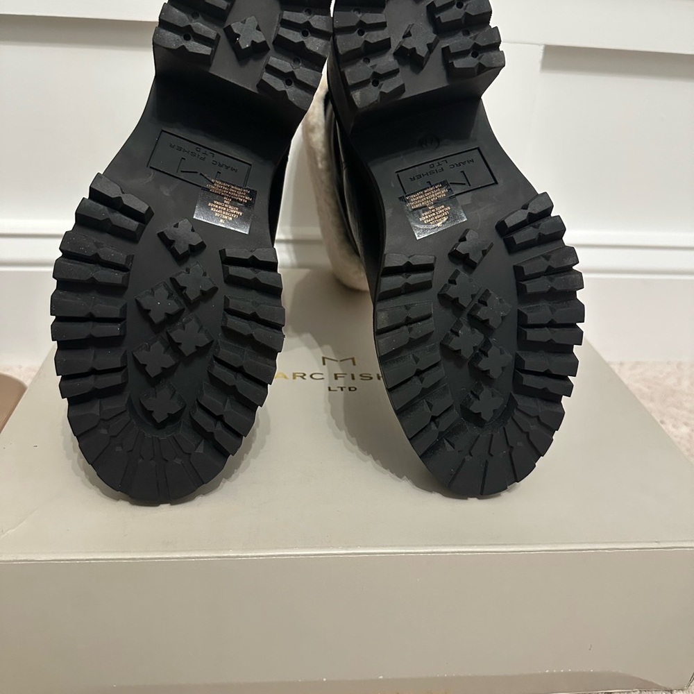 Marc Fisher Black and Cream Winter Rain Boots - Picture 5 of 9